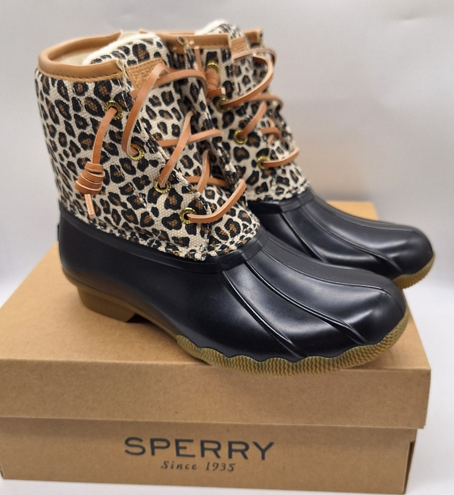 Sperry Saltwater Classic Leather Duck Boots Brown Waterproof Casual Boots SZ 4