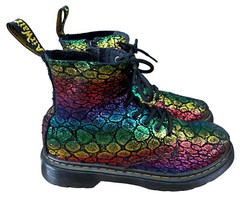 Dr Martens 1460 Pascal J Black Rainbow Metallic Boots YOUTH SIZE 3 Suede Upper