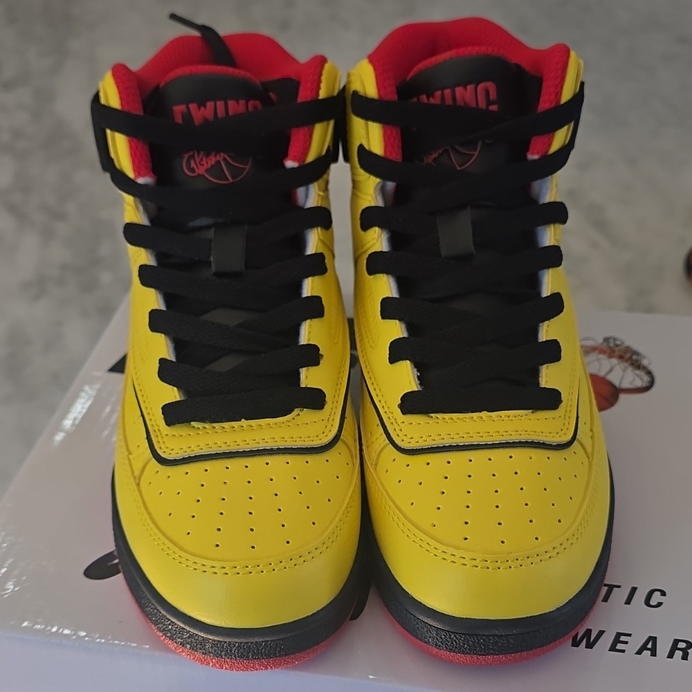 Ewing Athletics Orion Strap Yellow Black Red High Top Kids Sneaker 1