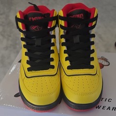 Ewing Athletics Orion Strap Yellow Black Red High Top Kids Sneaker 1