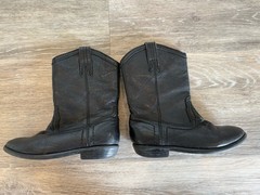 Frye Carson Pull On Kids Western Boots Black Leather Zip Mid-Calf Round 8.5