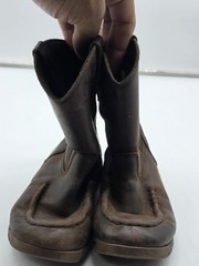 Georgia Boot Boots Kids 13 Brown Leather Pull On Western Work Round Toe Damage