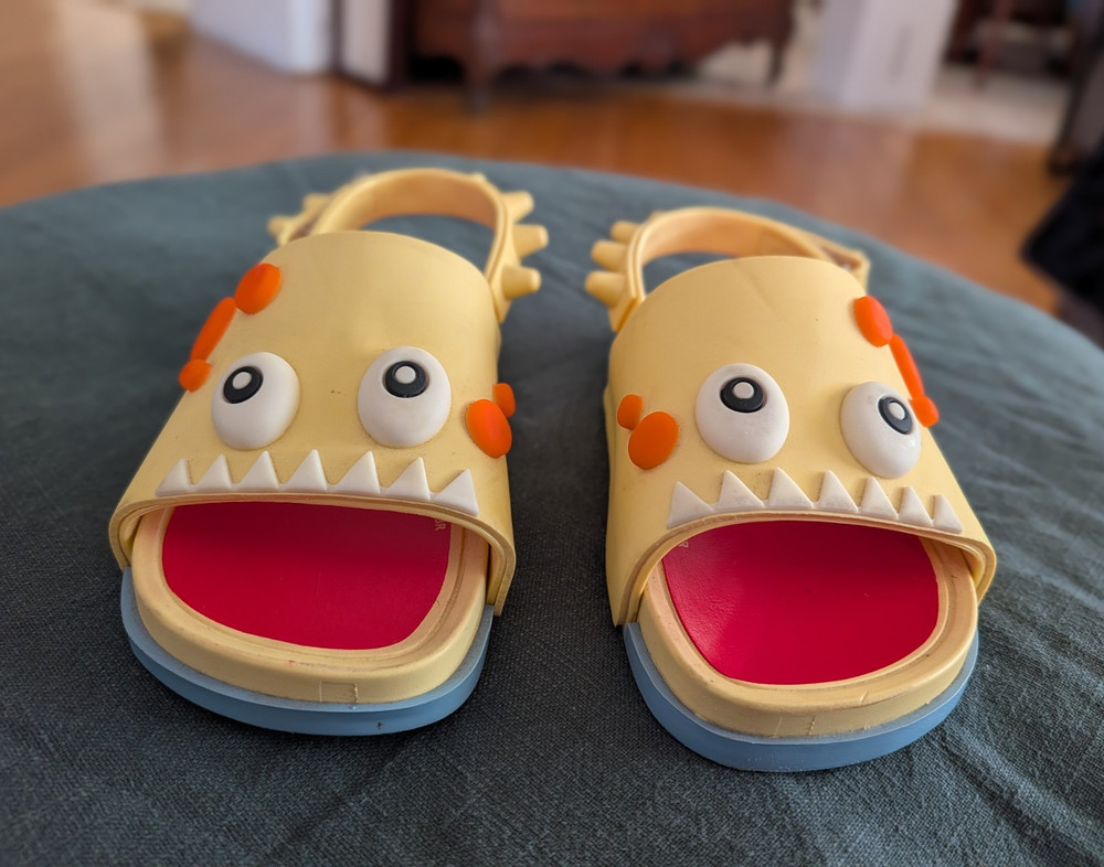 Mini Melissa Kids Monster Slide Sandals Beige/Orange/Red US 9 EU 25/26 PVC