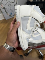 Nike Dunk High (GS) White/Gray Leather High Top Sneaker 4Y 6 W DB2179-107