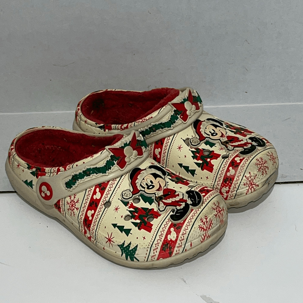 Crocs Kids‘ Multicolor Santa Mickey Mouse Fair Isle Lined Holiday Clogs Size J1