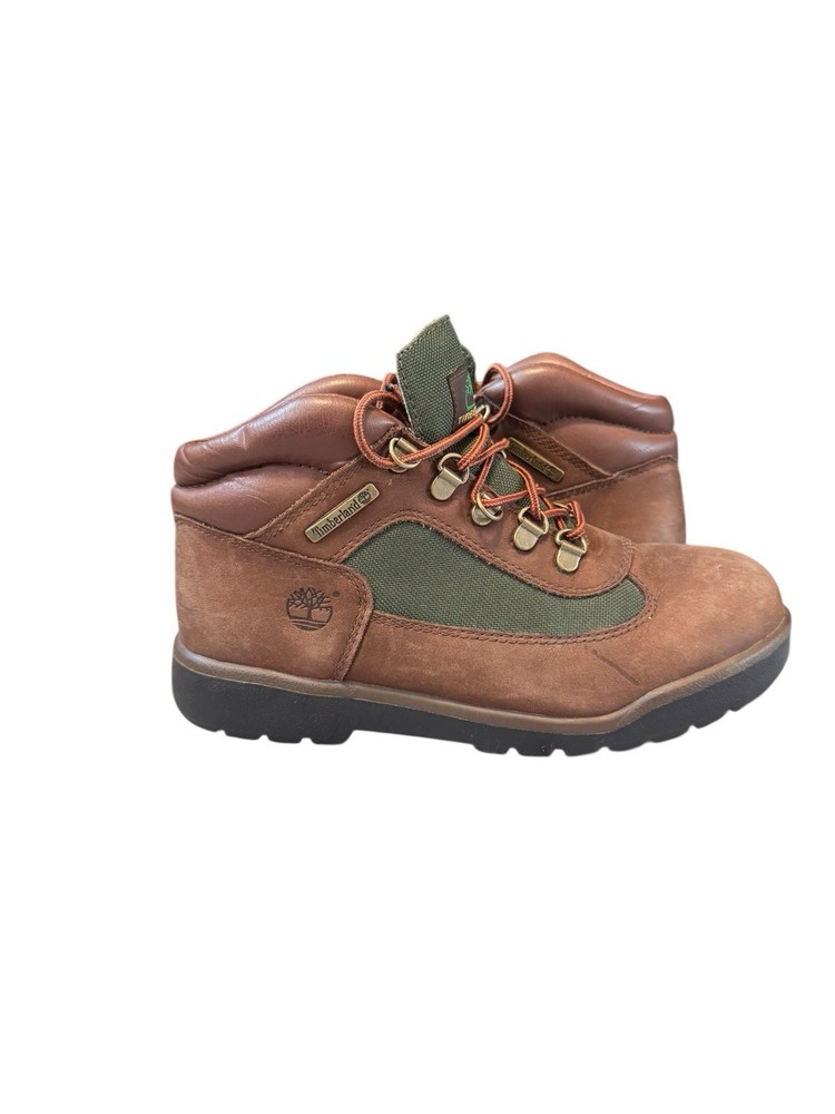 Timberland Youth Field Boot 16737 Leather Brown & Olive Hiking Boot Size 6