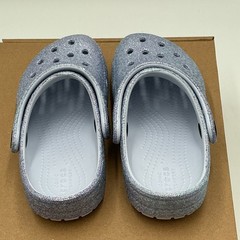 Crocs Classic Clogs Kids US 10 Silver Glitter Heel Strap Comfort Shoes Eby3647