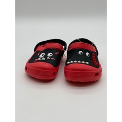 Kids Monster Face Clogs Red Black Slip On Water Shoes Size 6 Toddler