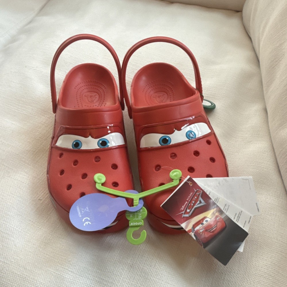STOCK X VERIFIED:Crocs Lightning McQueen Light Up Red Kids Clog Shoes US Size 12