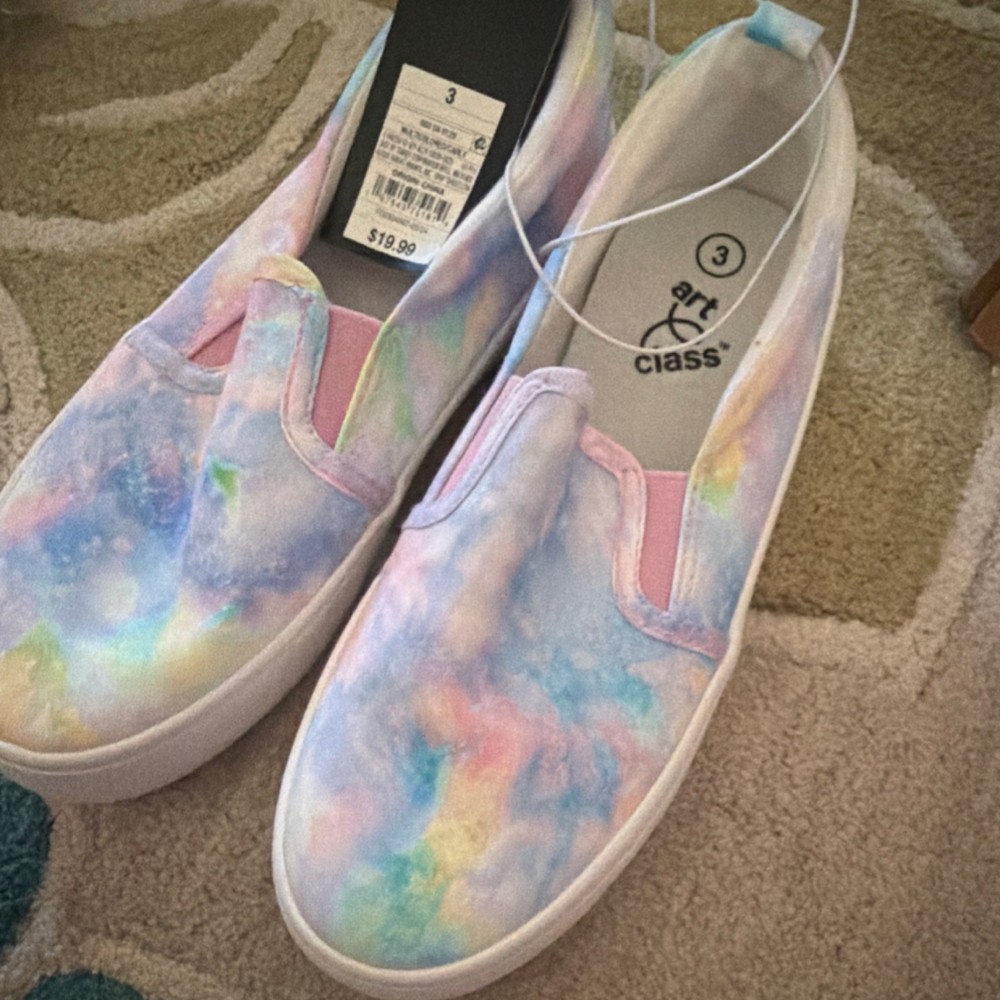 Girls Art Class Tie Dye Canvas Slip-On Low Top Casual Shoe US 3