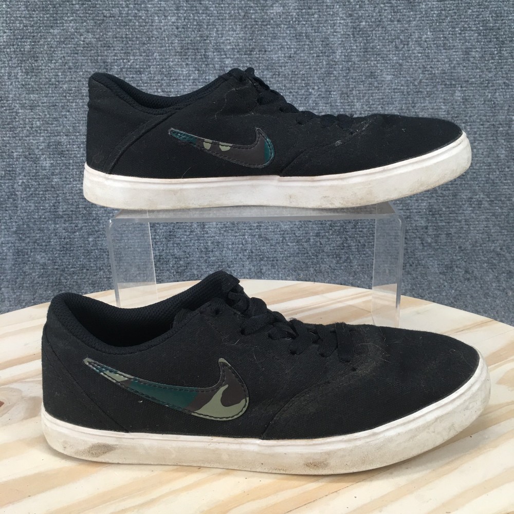 Nike Shoes Youth 6 SB Check Skate Sneakers Black Canvas Camo Logo Lace Up Low