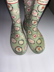 Hunter Original Kids Printed Green Rubber Rain Boots US 12