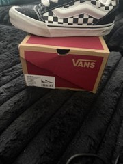VANS Knu Skool Black/White Checkerboard Canvas Low-Top Sneaker Kids 3.0Y
