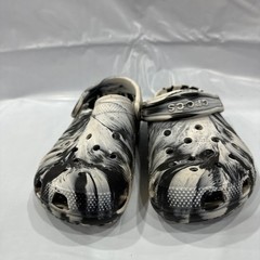 Crocs Classic 207002-103 Clogs Kids 4 White Black Marbled Slip On Shoes EBS2732
