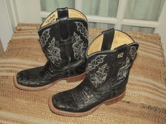 Anderson Bean 7043 Western Boots Black Caiman Print Youth Size 1