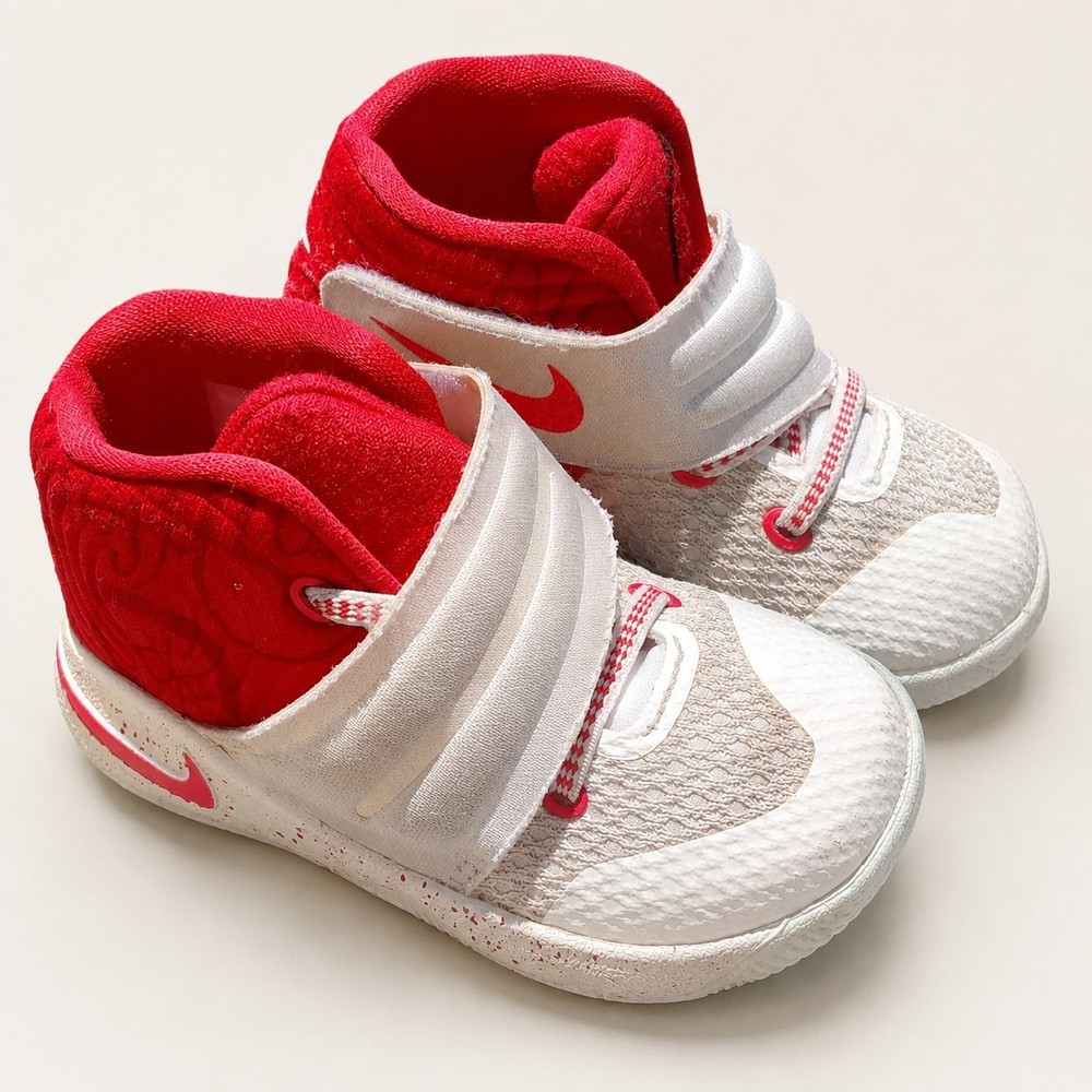 Nike Kyrie 2 Kids Mid Top Sneakers White/Red Hook & Loop US 6C EU 22