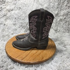 Deer Stags Ranch Boots Kids Size 3M Retro Brown Pink Synthetic Western Cowboy