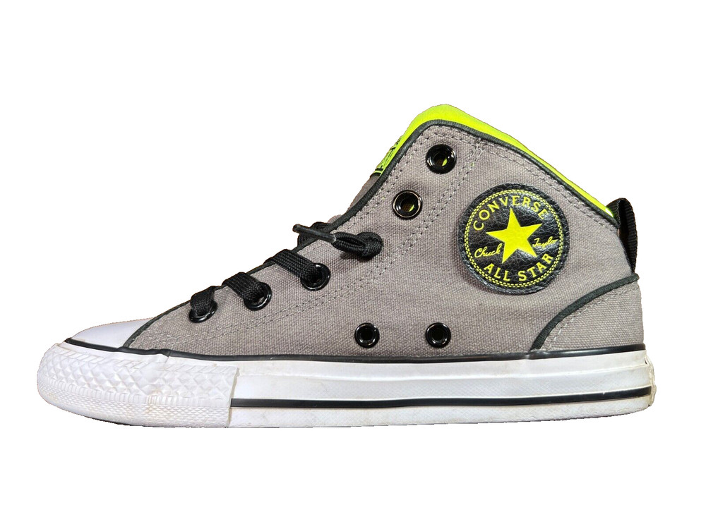 YOUTH Sz 2Y ~ Converse™ Chuck Taylor ALL STAR Mid Top ‚Gray, Neon‘ 642030F