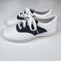 Keds School Days II Saddle Shoe Leather Sneakers Kids 1.5M Navy Blue White EUC