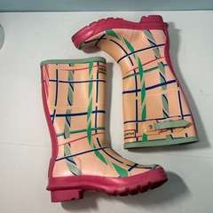 Hunter Kids Original Rock Tartan Boot Size 4 Girls (3 Boys) Rain Snow Waterproof