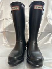 HUNTER Original Rain Boots Kids Size US3G 2B Black Reflective Patches Tall