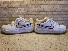 NIKE AIR FORCE 1 LV8 (GS) WHITE-PINK GLAZE-RED US SIZE 5.5Y [DB4542-100]