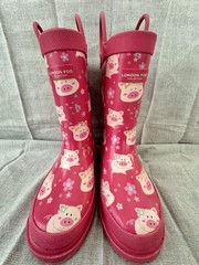 London Fog Slip On Rain Boots Size 10 Toddlers Girls “Pigs Can Fly”