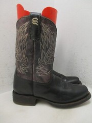 ANDERSON BEAN BOOTS Black Purple Leather Cowboy Boot Youth Kids Size 3 St 2001