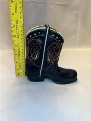 Kids Size 3.5C Neolite Backyard Buckaroo Cowboy Boots Black Leather Floral Inlay