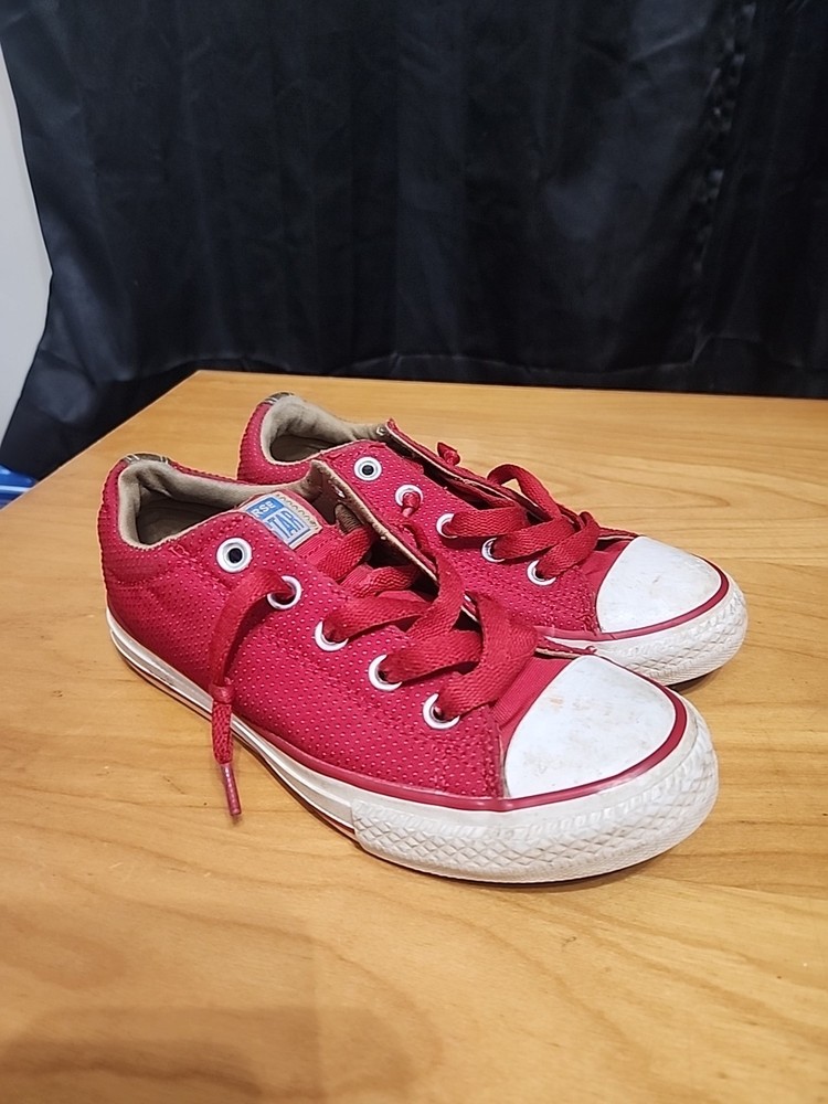 Converse All Star Youth Junior Boys Shoes in Maroon with Plaid Lining Size 2