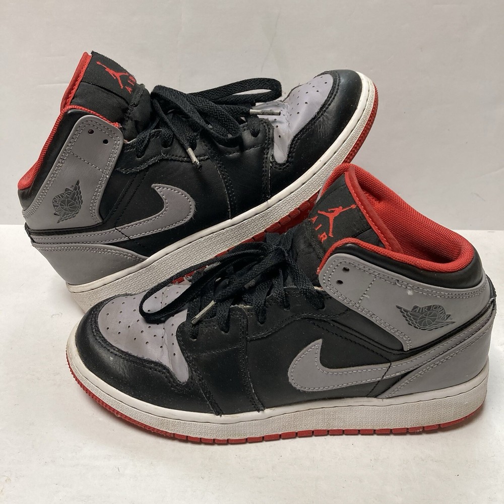 Air Jordan 1 Retro Mid “BRED SHADOW” Size 6.5 Youth Woman’s 8.5 Black Red & Gray