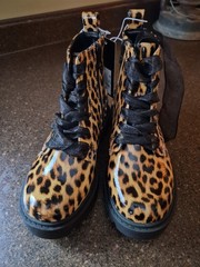 art class Kids Kayden Lug Sole Lace-Up Zippered Booties Size 1 Leopard