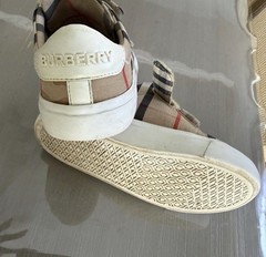 Burberry Kids Plaid Hook & Loop Sneakers Beige Black Red EU 27 Canvas Low Top