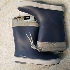 Western Chief Element Boots Kids 1 Navy Gray Waterproof Cozycore