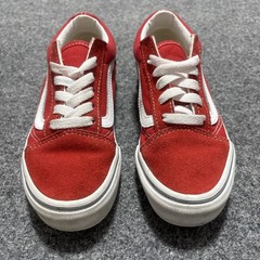 Size 1 – Vans Old Skool Red White Suede Canvas Skate Shoes Kids Youth Low Top