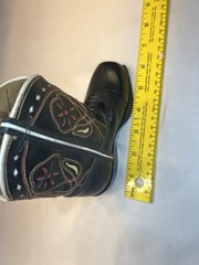 Kids Size 3.5C Neolite Backyard Buckaroo Cowboy Boots Black Leather Floral Inlay