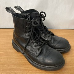 Dr. Martens 1460 Pascal Mono J Black Side Zip Lace Up Combat Boots Kids Size 3
