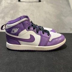 Nike Air Jordan 1 Mid SE Shoes Youth Size 2.5Y Purple White Sneakers DQ8424-511
