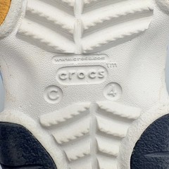 Crocs Classic Clog Toddler Size C4 White/Blue Stiped Adjustable Strap