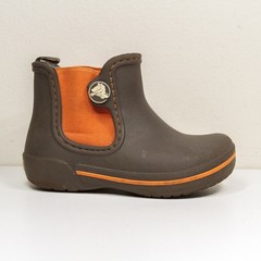 CROCS Rain Boots Waterproof Rubber Chelsea Style Pull On Brown Orange Kids C10
