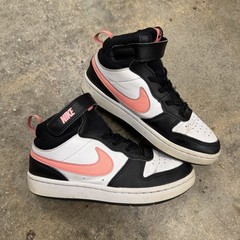Nike Court Borough Mid 2 Black White Sunset Pulse Pink CD7782-005 Kids Size 2Y