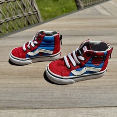Vans X MARVEL Size 4.0T SPIDER-MAN SK8-HI ZIP RED BLUE Toddler Shoes
