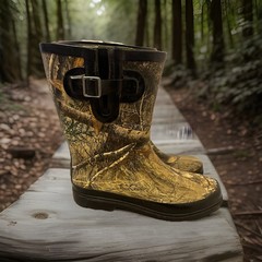 Magellan Outdoors Realtree Camo Waterproof Rubber Rain Boots (Youth 6) Pre-owned