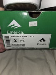 Emerica Wino Skate Shoes Youth 2 Slip-on Black Suede Brand New In Box with Box