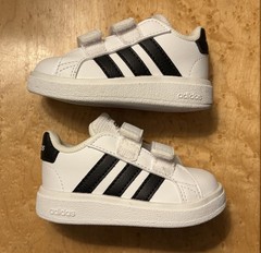 adidas GW6527 White Black Hook & Loop Sneakers Unisex Kids Size 4K