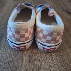 Youth Vans Light Pink/white Checkered Canvas Slip On Sneakers Size 3.5 TubAG