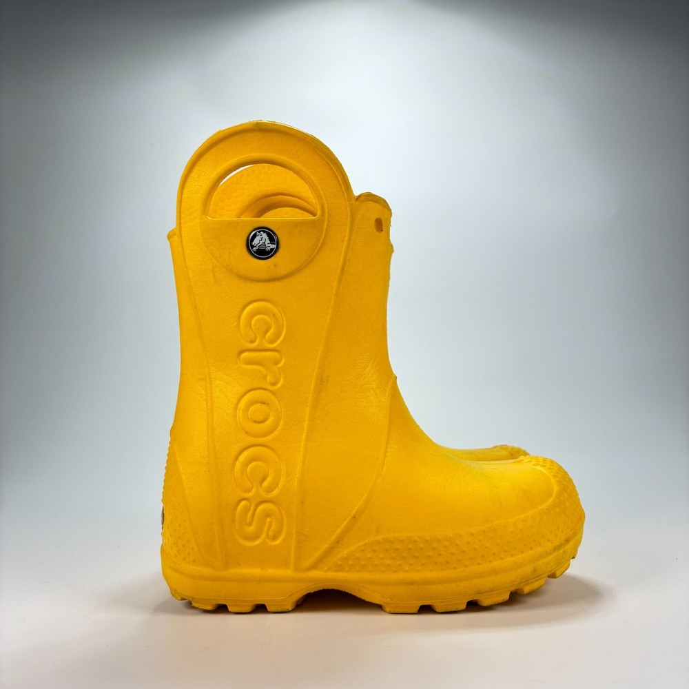 Crocs Handle It Yellow Comfort Pull On Waterproof Rain Boot 12803 Kids Size 8