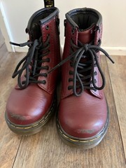 Dr. Martens Ankle Boot Youth Size 9 Maroon With Side Zipper