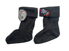 Hunter Rocket Ship/ Moon Boot Socks Kids Medium Black Fleece Cuff Liner Unisex