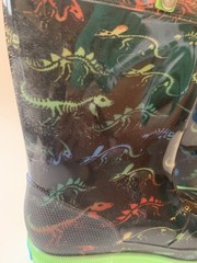 Zoogs Toddler Pull On Handle Rain Boots Dinosaur Print Green Black Size 11